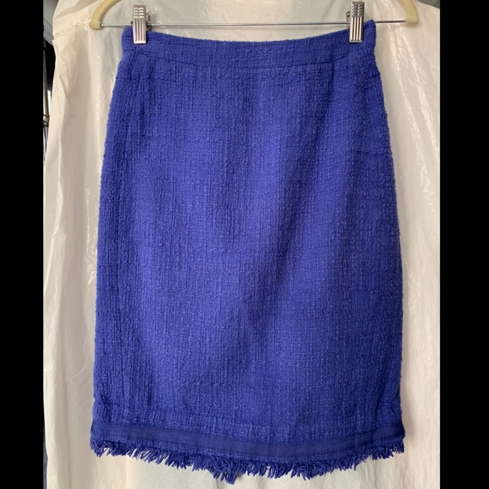 J.Crew Tweed Pencil Skirt with fringe in purple